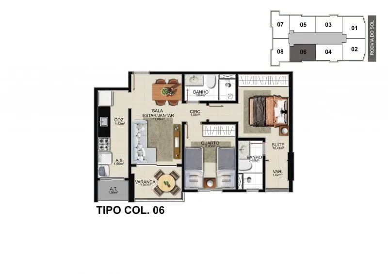 Planta do apartamento · coluna 06