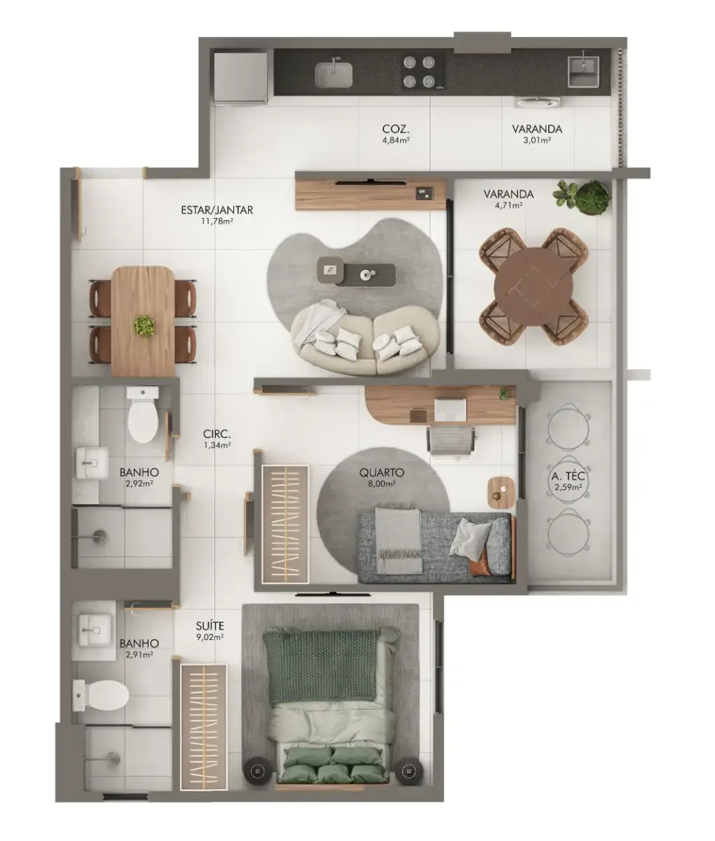 Coluna 2 – 58,71m²